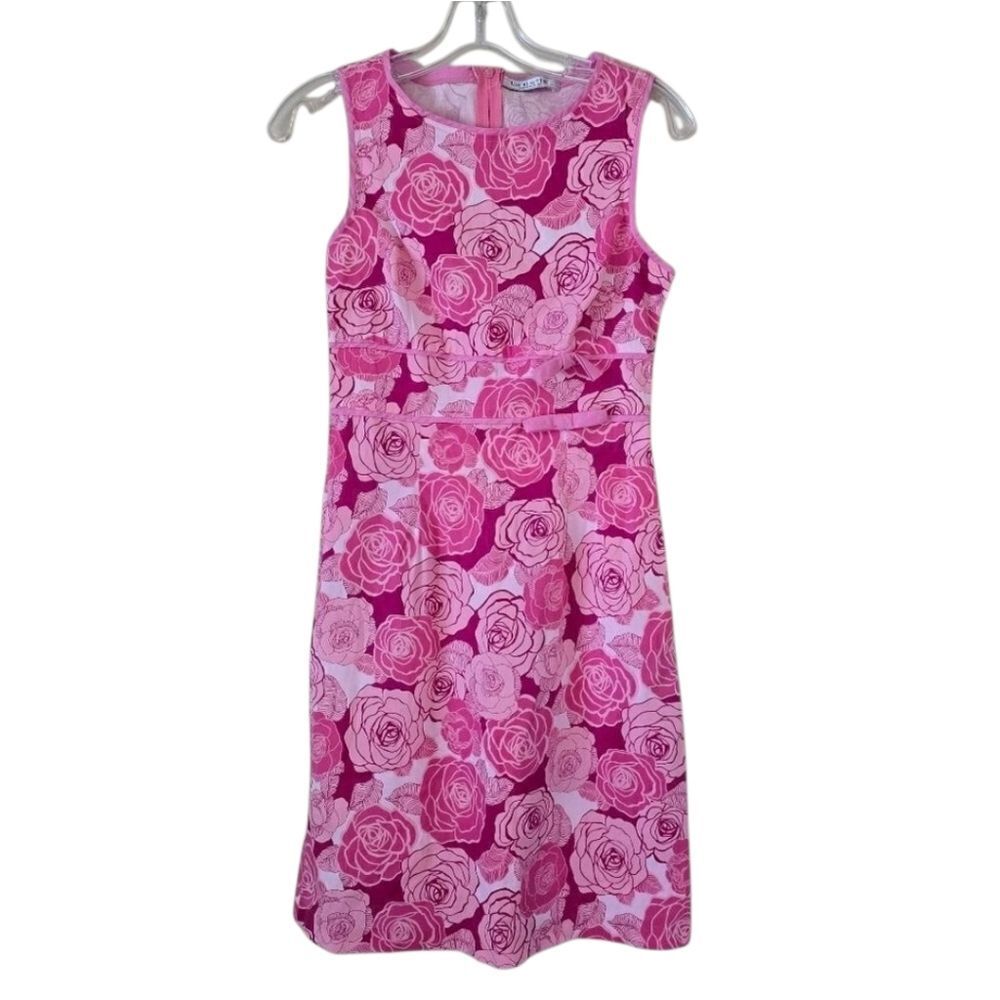 La Belle Women's Mini Dress Floral Print Pink Barbie Core Size Small